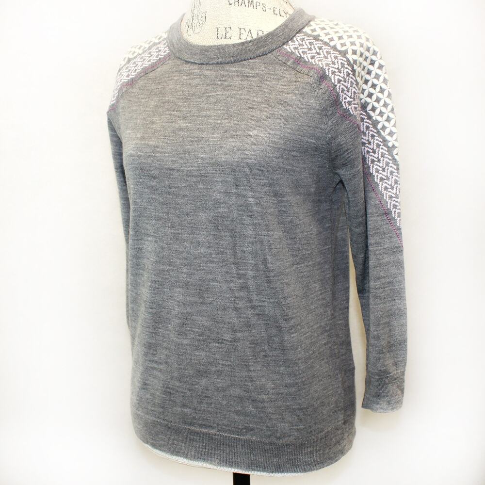 J.Crew 100% fine wool embroidered sweater preppy old money academia size Small
